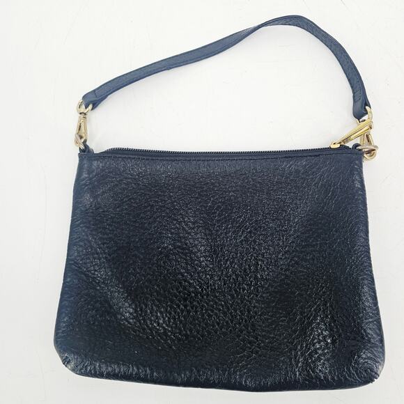 Lodis Black Pebbled Leather Clutch Small Bag Purse Italian Designer Minimalist - Picture 2 of 13